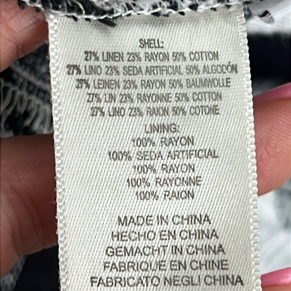 Anthropologie Cloth & Stone Black/White Gingham Check Frayed Hem Shift Medium - Picture 10 of 12